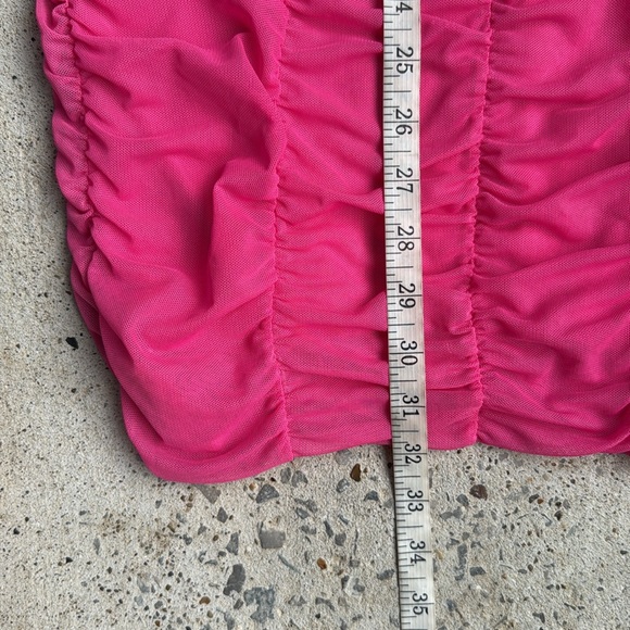 NWT Zara Pink Ruched Mesh Underwire Sweetheart Neck Bodycon Mini Dress Medium - Picture 10 of 12